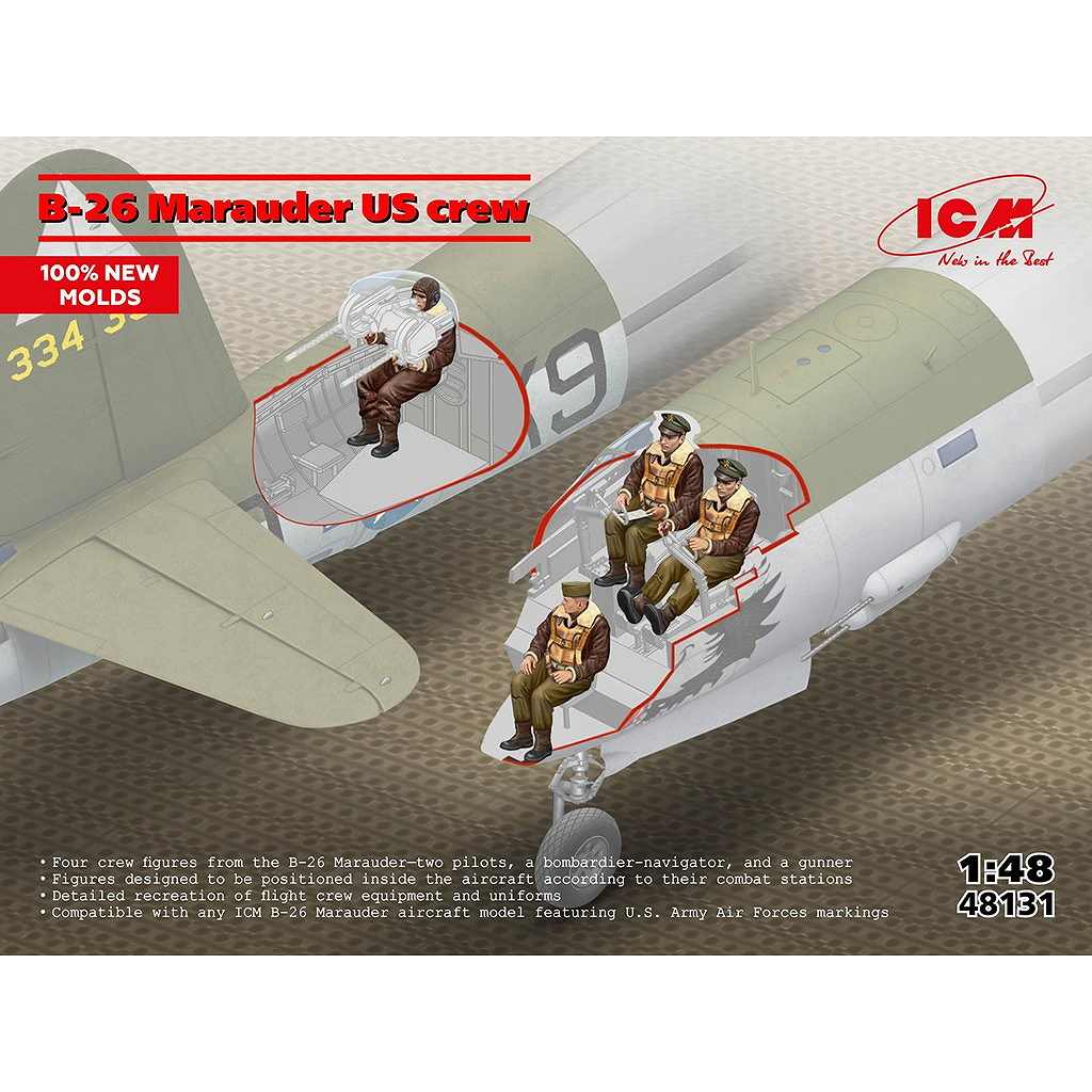 【新製品】48131 B-26 マローダー アメリカ軍搭乗員4体セット