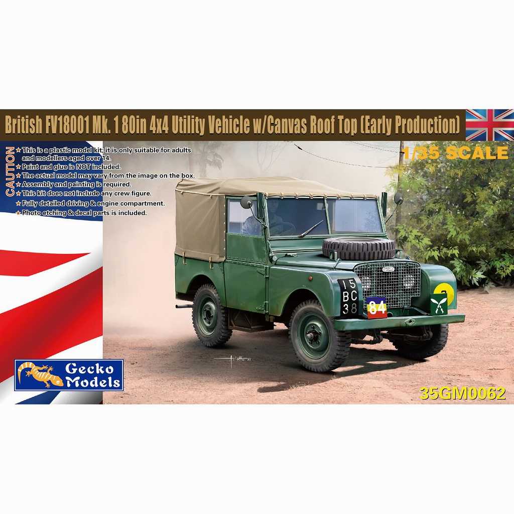 【新製品】35GM0062 1/35 英国陸軍 FV18001 マークI 80in 4x4 ユーティリティビークル w/キャンバスルーフトップ (前期型)