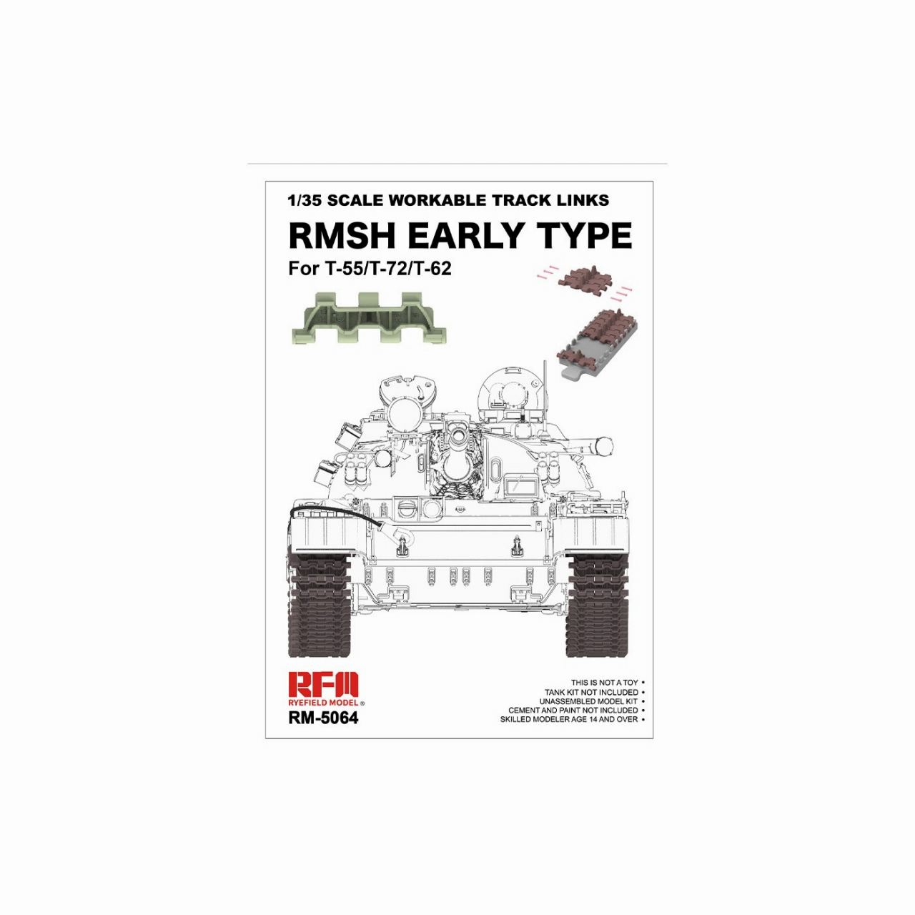 【新製品】5064 1/35 T-55/T-72/T-62用 RMsh 前期型 可動式履帯セット (インジェクション製)