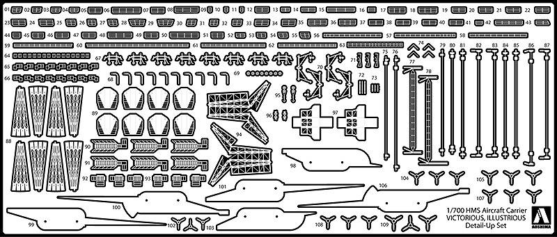 【新製品】051054)英国海軍 航空母艦 イラストリアス エッチングパーツセット