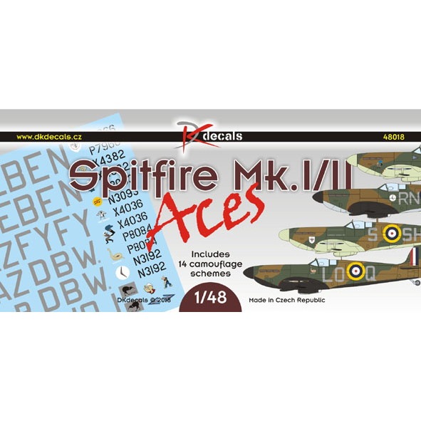 【新製品】DKデカール 48018 スーパーマリン スピットファイア Mk.I/II エース