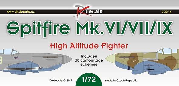 【新製品】DKデカール 72046)スーパーマリン スピットファイア Mk.VI/VII/IX 高高度戦闘機