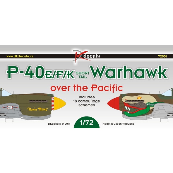 【新製品】DKデカール 72051 カーチス P-40E/F/K ウォーホーク ショートテール 太平洋戦線