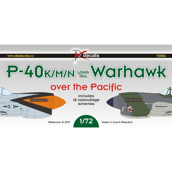 【新製品】DKデカール 72052 カーチス P-40E/F/K ウォーホーク ロングテール 太平洋戦線