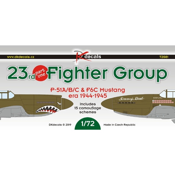 【新製品】DKデカール 72081 23rd Fighter Group Part1 P-51A/B/C & F-6C マスタング era 1944-1945