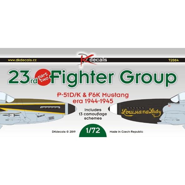 【新製品】DKデカール 72084 23rd Fighter Group Part2 P-51D/K & F-6K マスタング era 1944-1945