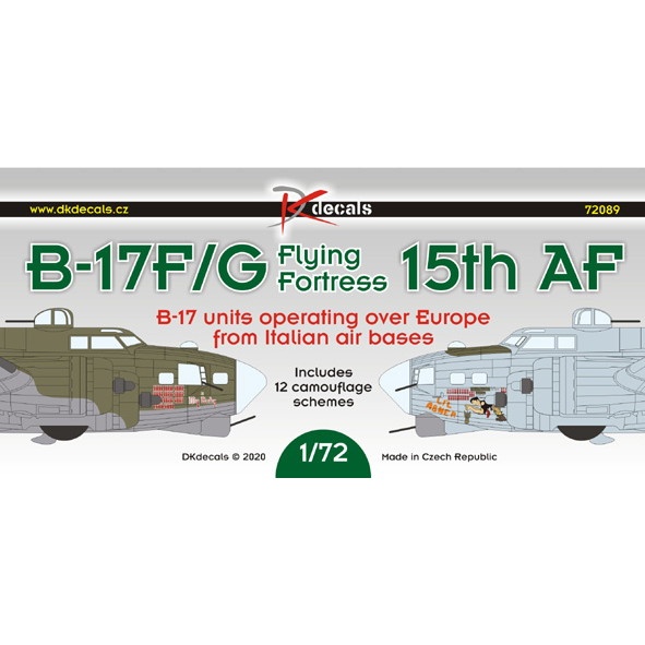 【新製品】DKデカール 72089 ボーイング B-17F/G フライングフォートレス 15th AF