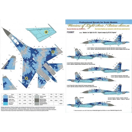 【新製品】FOXBOT 1/48 スホーイ Su-27S フランカー ウクライナ空軍 デカール＆デジタル迷彩マスキングセット