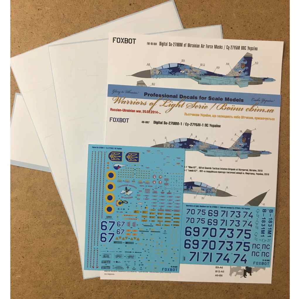 【新製品】FOXBOT 48-067T ｽﾎｰｲ Su-27UBM-1 フランカー ウクライナ空軍 デジタル迷彩/マスキングシート/機番