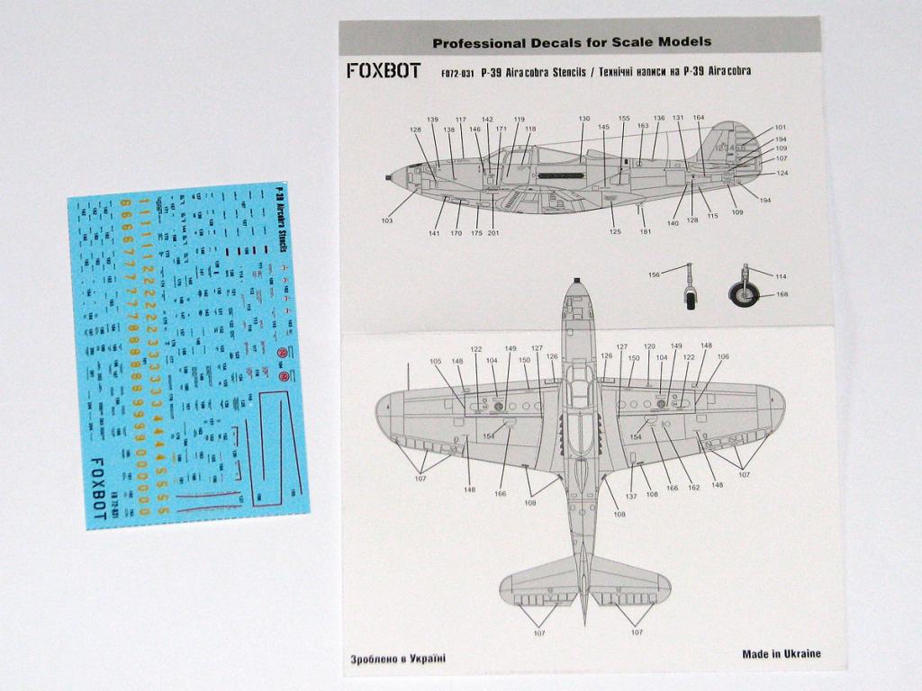 【新製品】FOXBOT 72-031 ベル P-39 エアラコブラ ステンシル