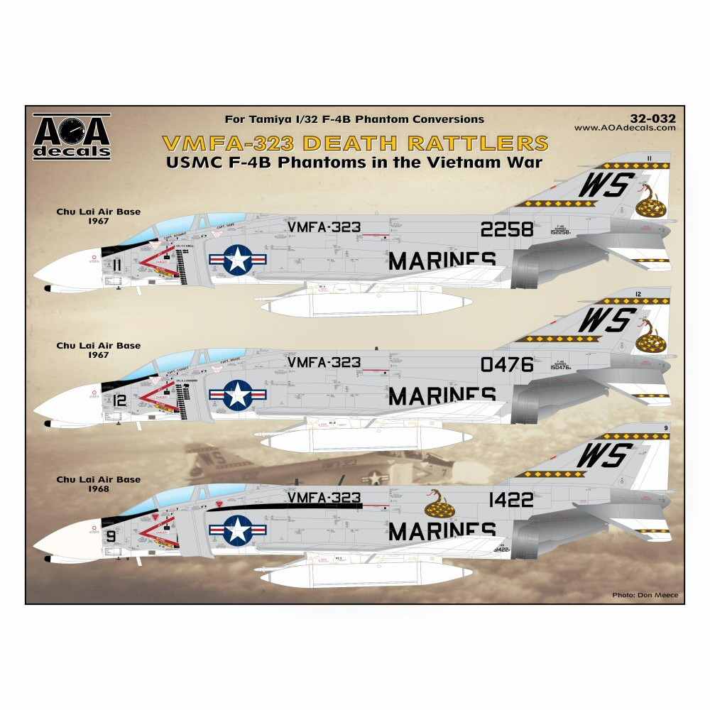 【新製品】AOAデカール 32-032 アメリカ海兵隊 F-4B ファントムII VMFA-323 デスラトルズ ベトナム戦争