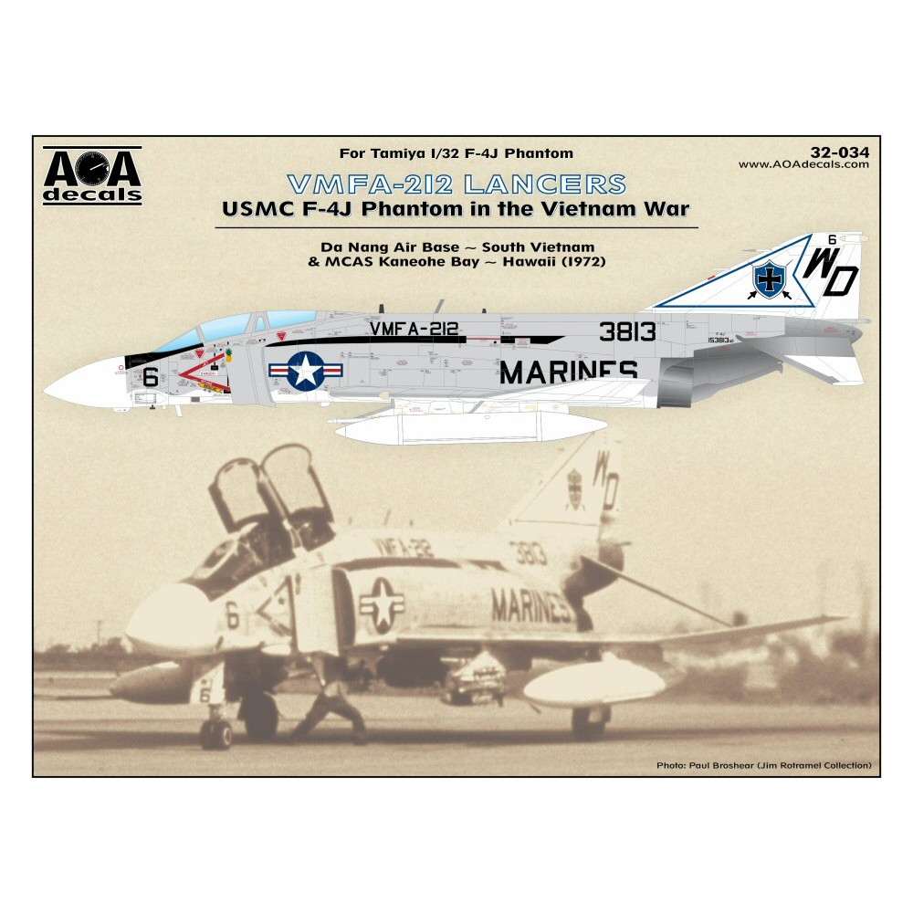 【新製品】AOAデカール 32-034 アメリカ海兵隊 F-4J ファントムII VMFA-212 ランサーズ ベトナム戦争