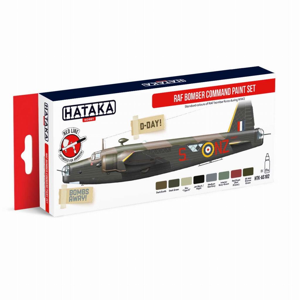 【再入荷】HTK-AS102 WWII イギリス空軍 爆撃機軍団 水性アクリルカラー8本セット