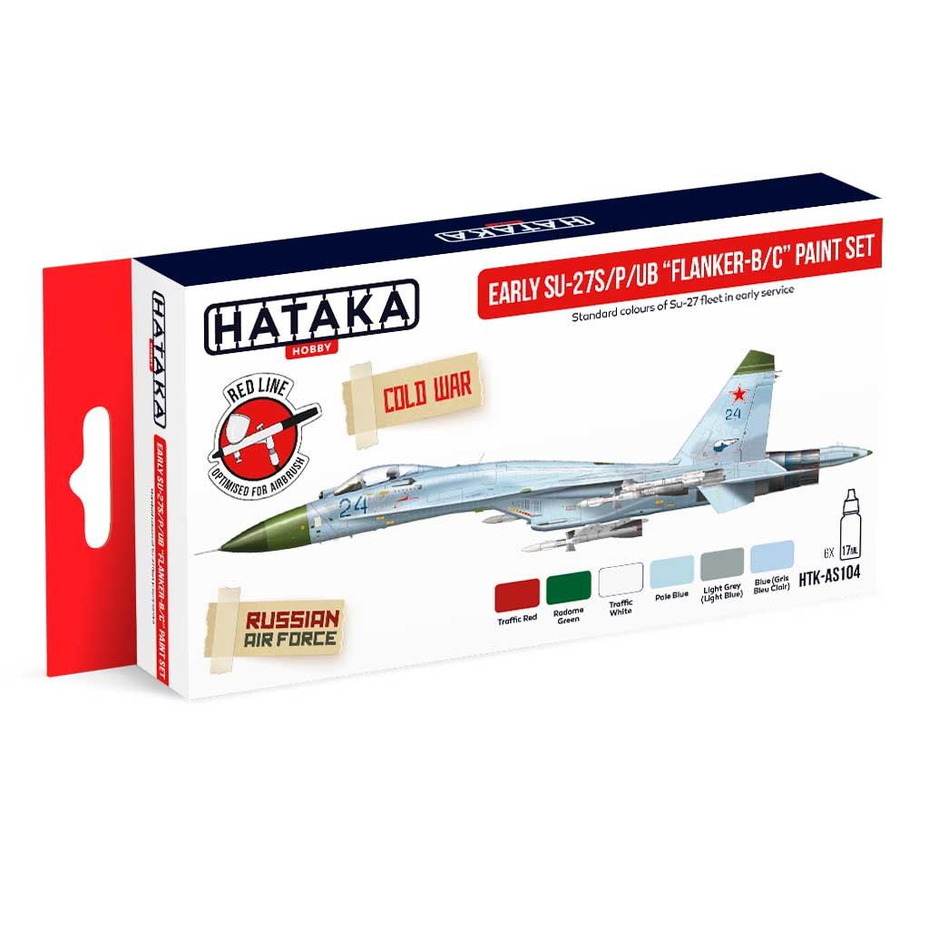 【新製品】HTK-AS104 スホーイ Su-27S/P/UB フランカーB/C 初期型 水性アクリルカラー6本セット
