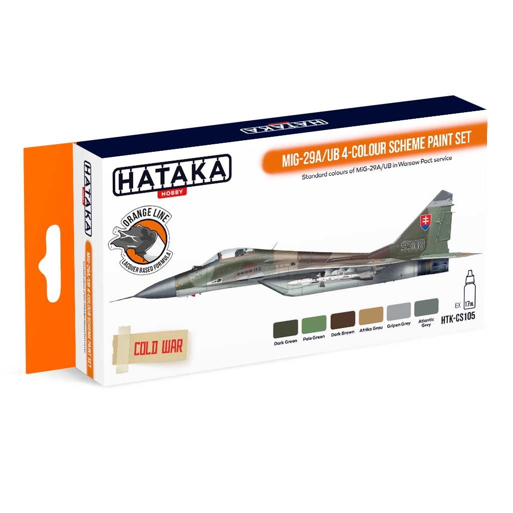 【新製品】HTK-CS105 ミグ MiG-29A/UB フルクラム 4色迷彩塗装 ラッカーカラー6本セット