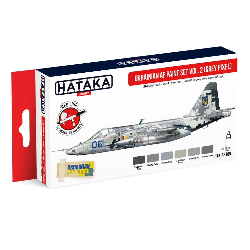 【新製品】HTK-AS109 現用 ウクライナ空軍 グレーピクセル迷彩 水性アクリルカラー6本セット