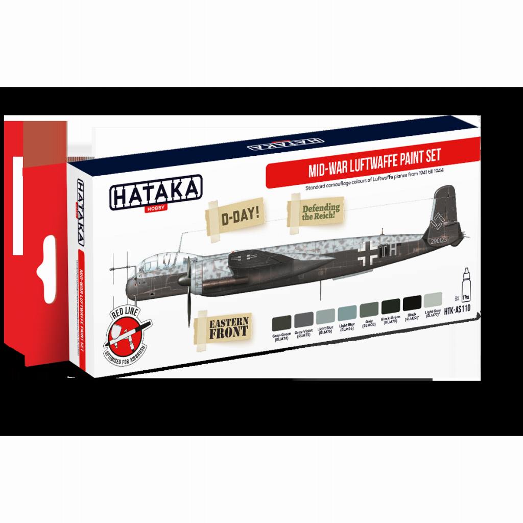 【新製品】HTK-AS110 WWII ドイツ空軍中期 水性アクリルカラー8本セット