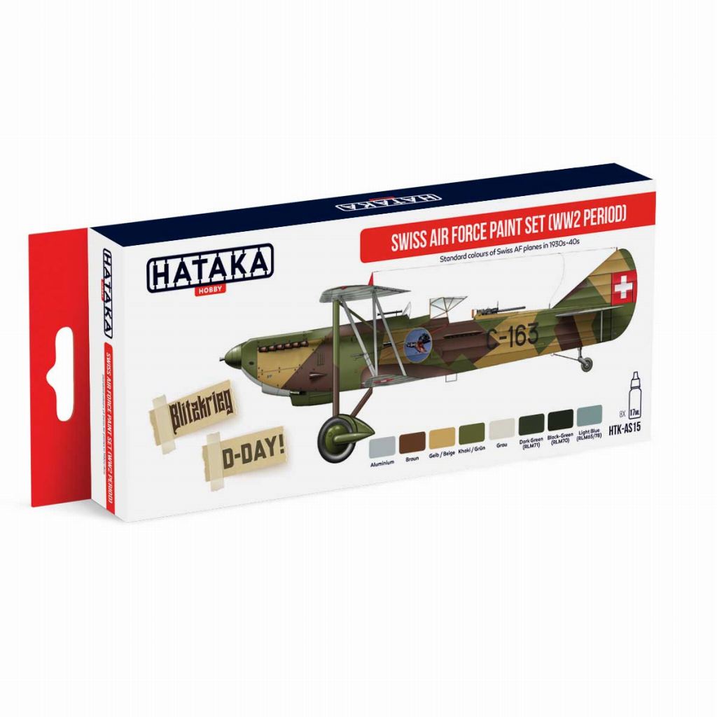 【新製品】HTK-AS15 WWII スイス空軍 初期 水性アクリルカラー8本セット