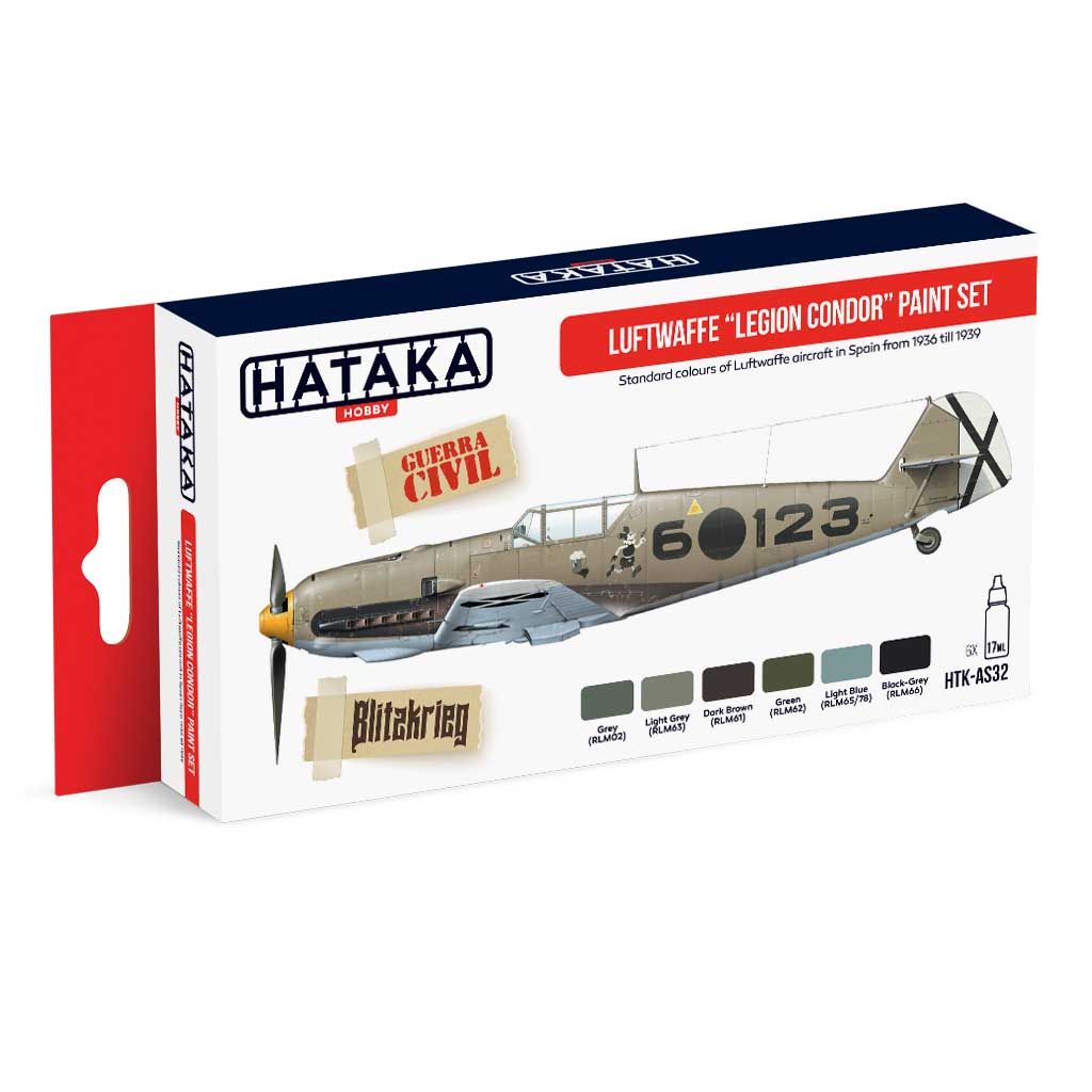 【新製品】HTK-AS32 WWII ドイツ空軍 コンドル軍団 水性アクリルカラー6本セット