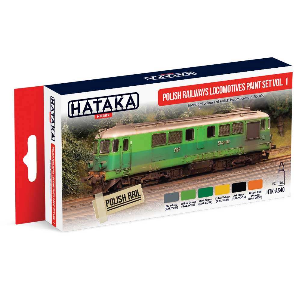 【新製品】HTK-AS40 ポーランド鉄道車輛色 Vol.1 水性アクリルカラー6本セット