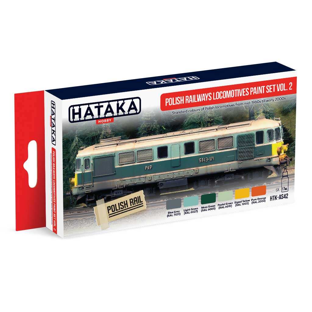 【新製品】HTK-AS42 ポーランド鉄道車輛色 Vol.2 水性アクリルカラー6本セット