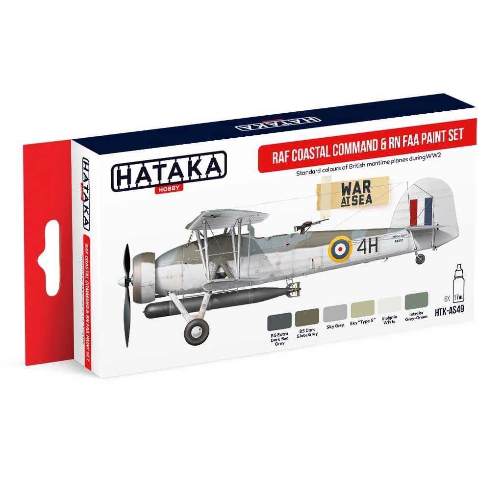 【新製品】HTK-AS49 WWII イギリス空軍 コースタルコマンド & イギリス海軍航空隊 水性アクリルカラー6本セット