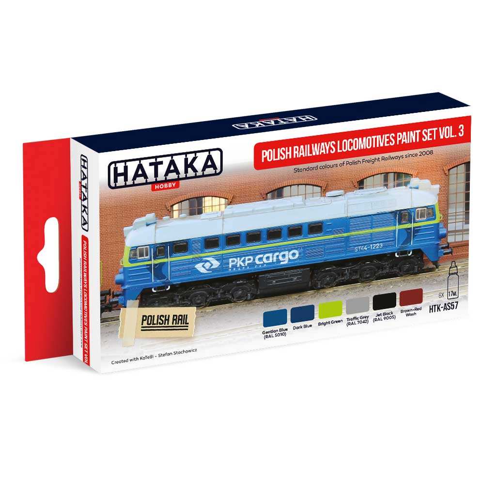 【新製品】HTK-AS57 ポーランド鉄道車輛色 Vol.3 水性アクリルカラー6本セット