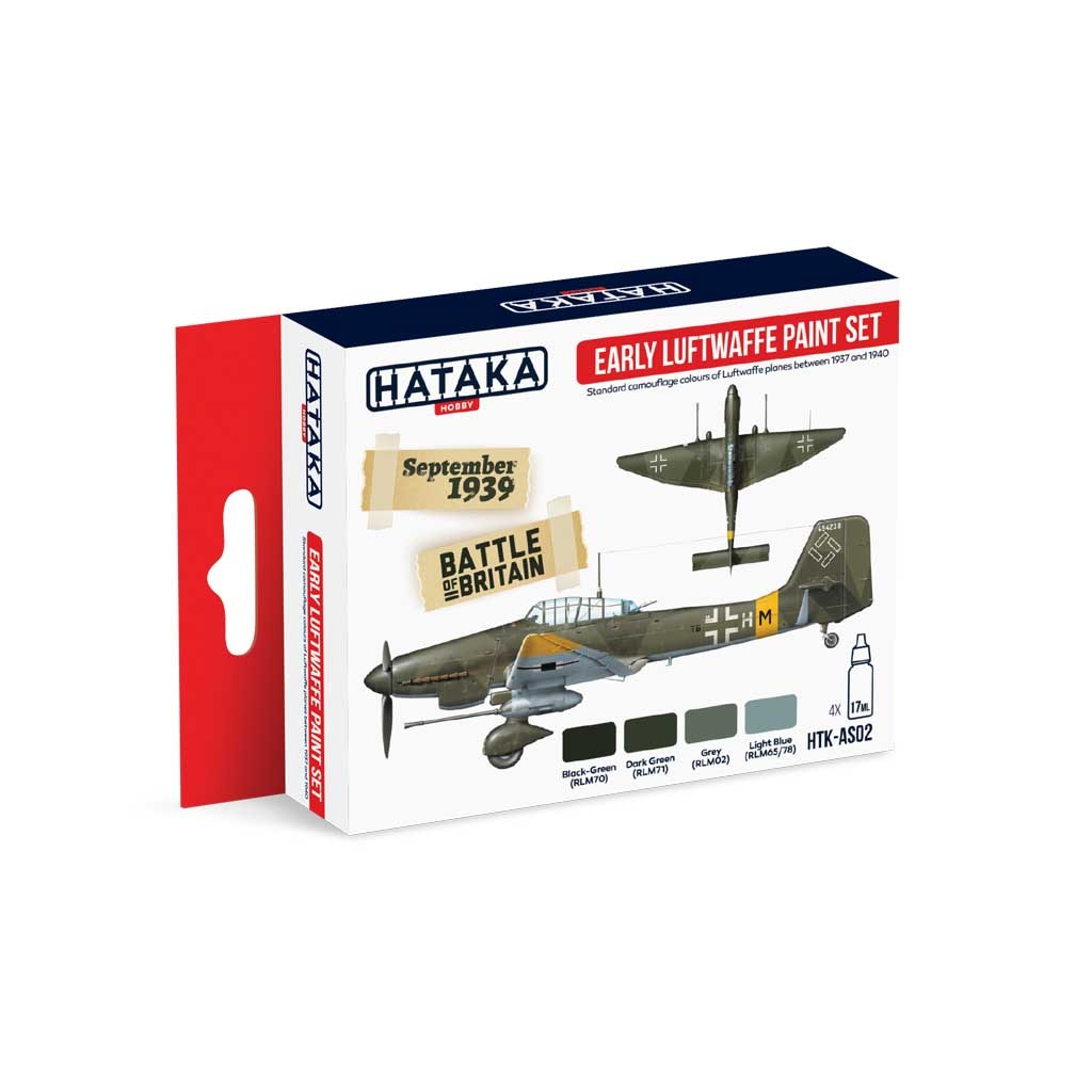 【再入荷】HTK-AS02 WWII ドイツ空軍 初期 水性アクリルカラー4本セット