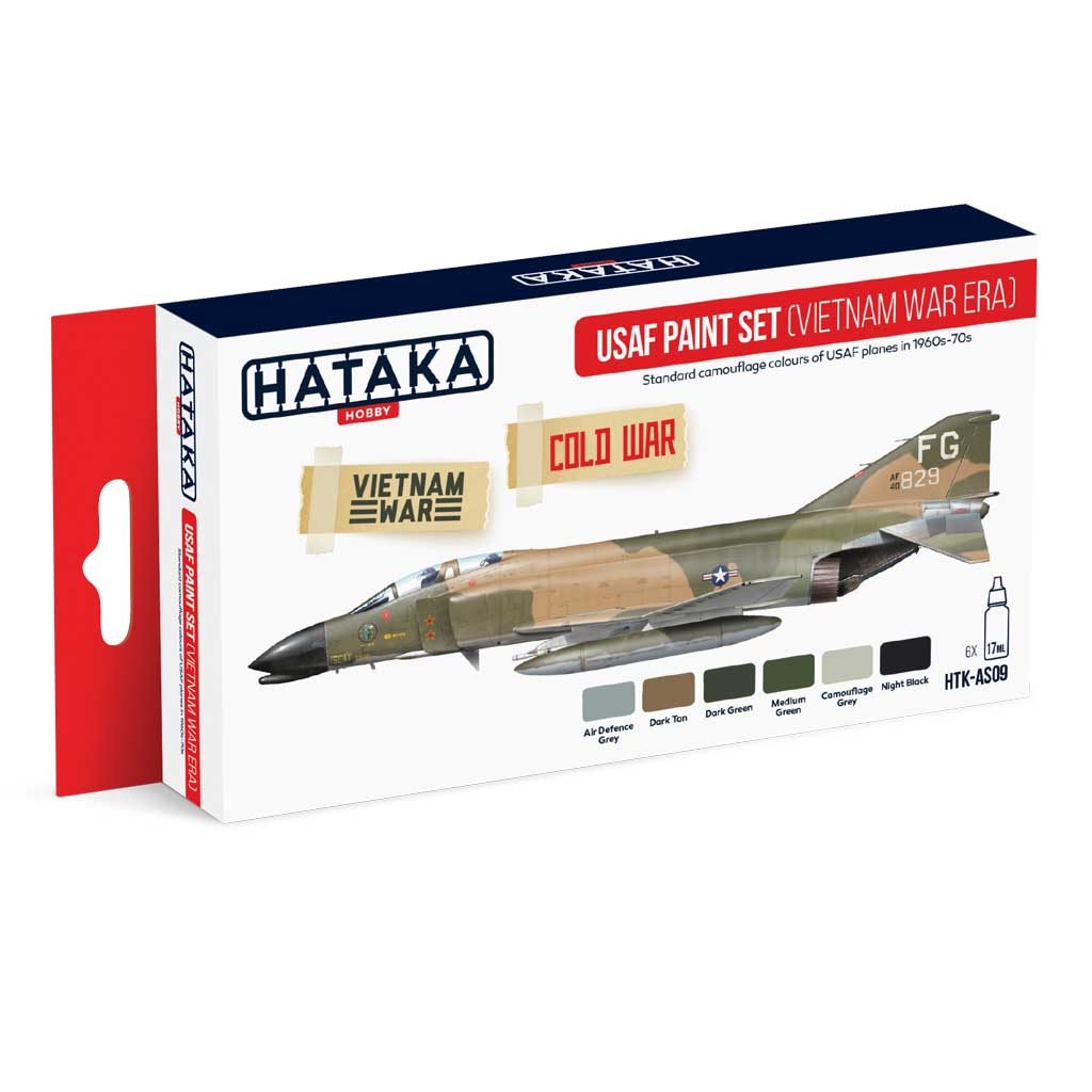 【新製品】HTK-AS09 アメリカ空軍ベトナム戦争初期 水性アクリルカラー6本セット