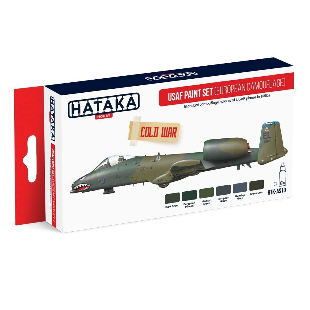 【新製品】HTK-AS10 アメリカ空軍ヨーロッパ迷彩 1980年代 水性アクリルカラー6本セット