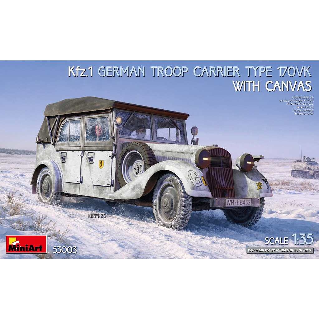 【新製品】53003 1/35 Kfz.1 ドイツ軍兵員輸送車 タイプ170VK(帆布仕様)
