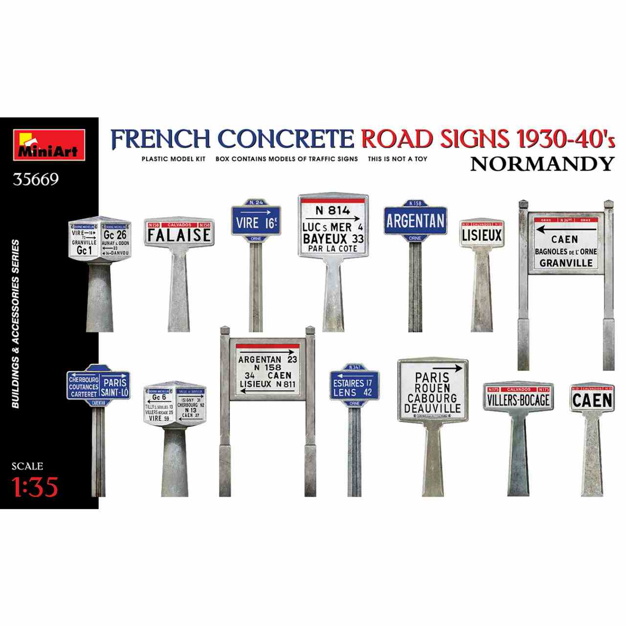 【新製品】35669 1/35 フランスのコンクリート道路標識 1930-40年代 ノルマンディー