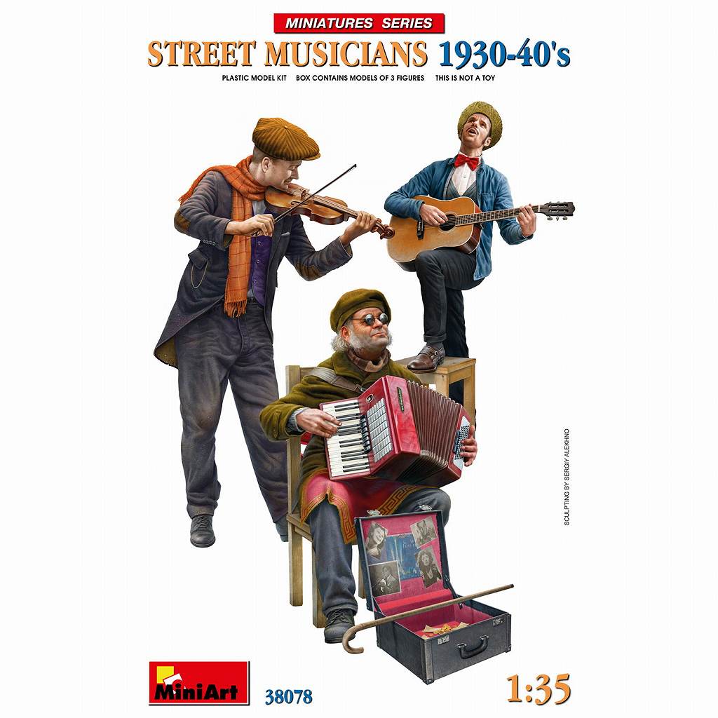 【再入荷】38078 ストリートミュージシャン 1930-40年代 フィギュア3体入
