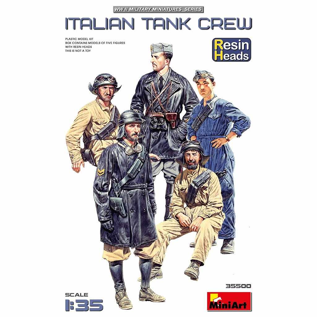 【再入荷】35500 イタリア戦車乗組員 頭部レジン製 フィギュア5体入