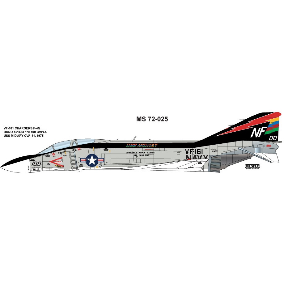 【新製品】MILSPEC 32-025)マクドネル・ダグラス F-4N ファントムII VF-161 チャージャーズ CVA-41 ミッドウェイ 1975年