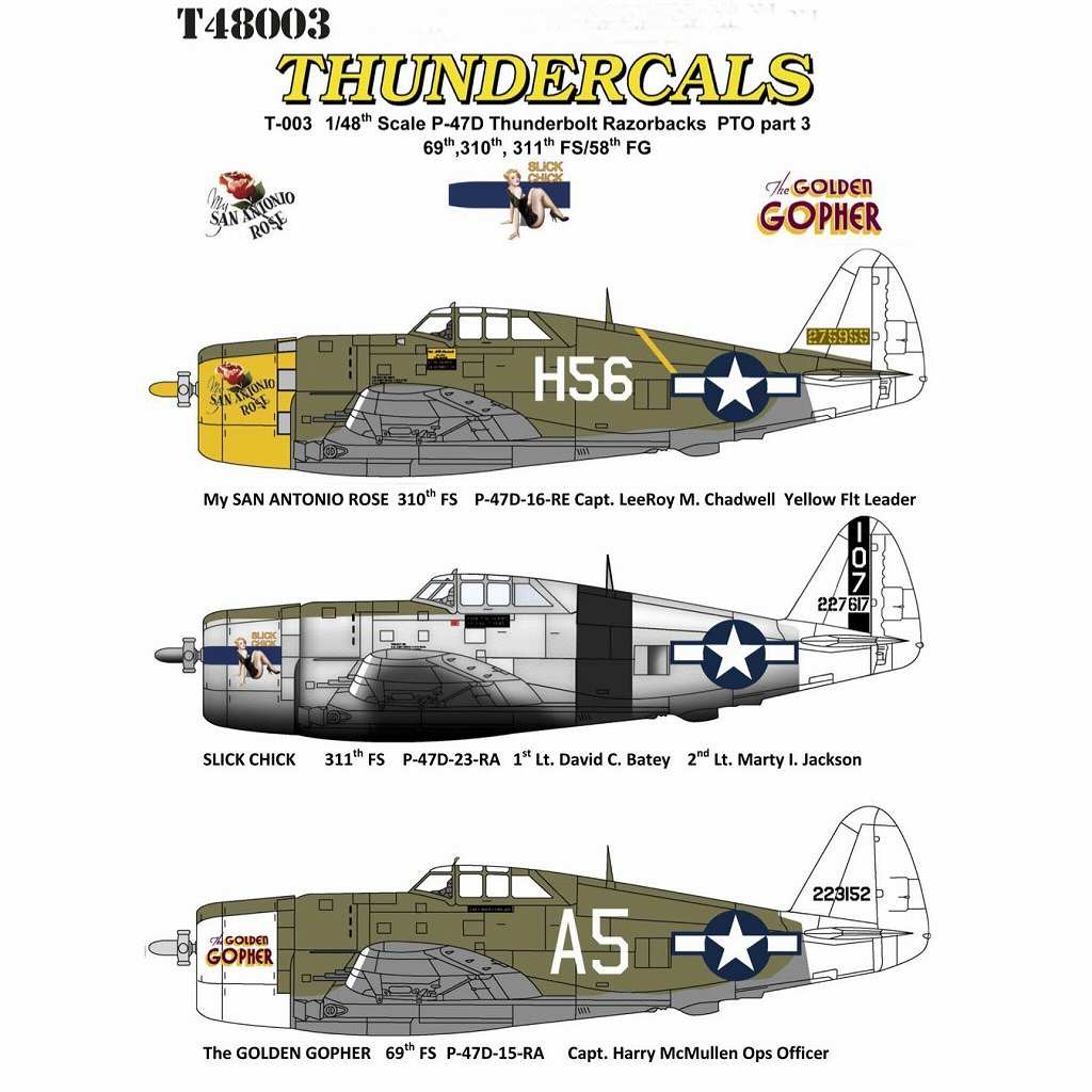 【新製品】サンダーデカール TCT48003)P-47D サンダーボルト レザーバック PTO Pt.1