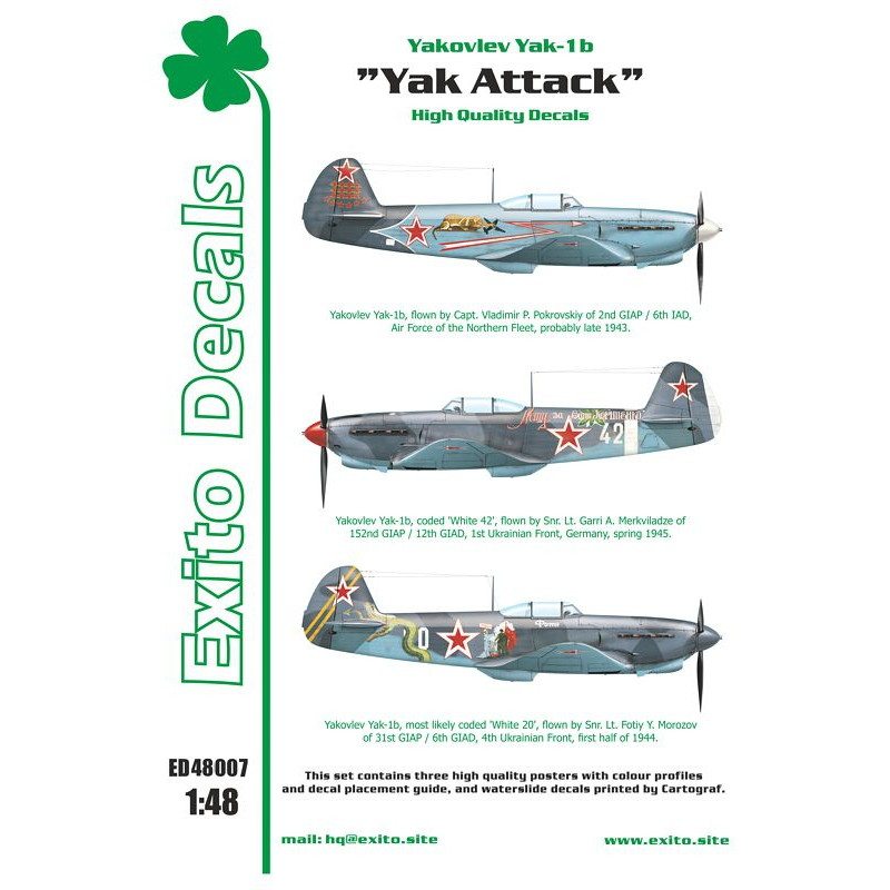 【新製品】Exito Decals 48007 ヤコブレフ Yak-1b “Yak Attack