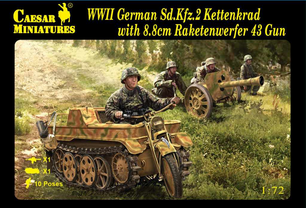 【新製品】096)WWII 独 Sd.kfz.2 ケッテンクラート w/8.8 cmロケット発射器43型