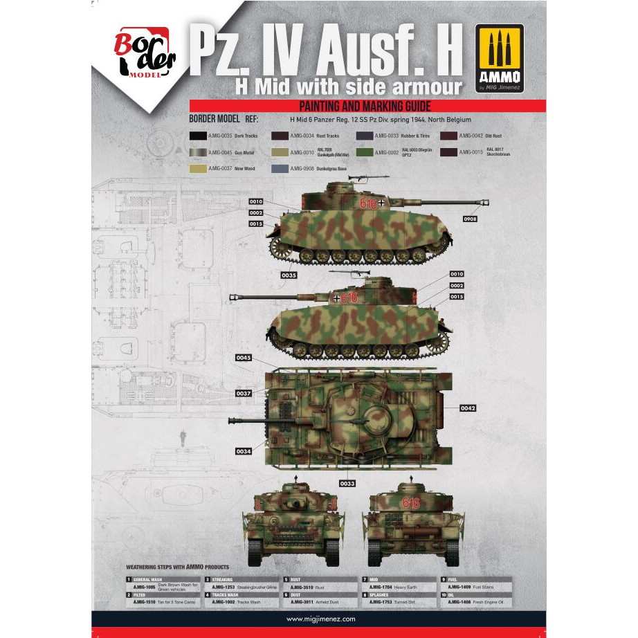【新製品】BD0108 ドイツIV号戦車H型 中期型用 迷彩マスキングシート 第12装甲師団第29連隊第2大隊第5中隊