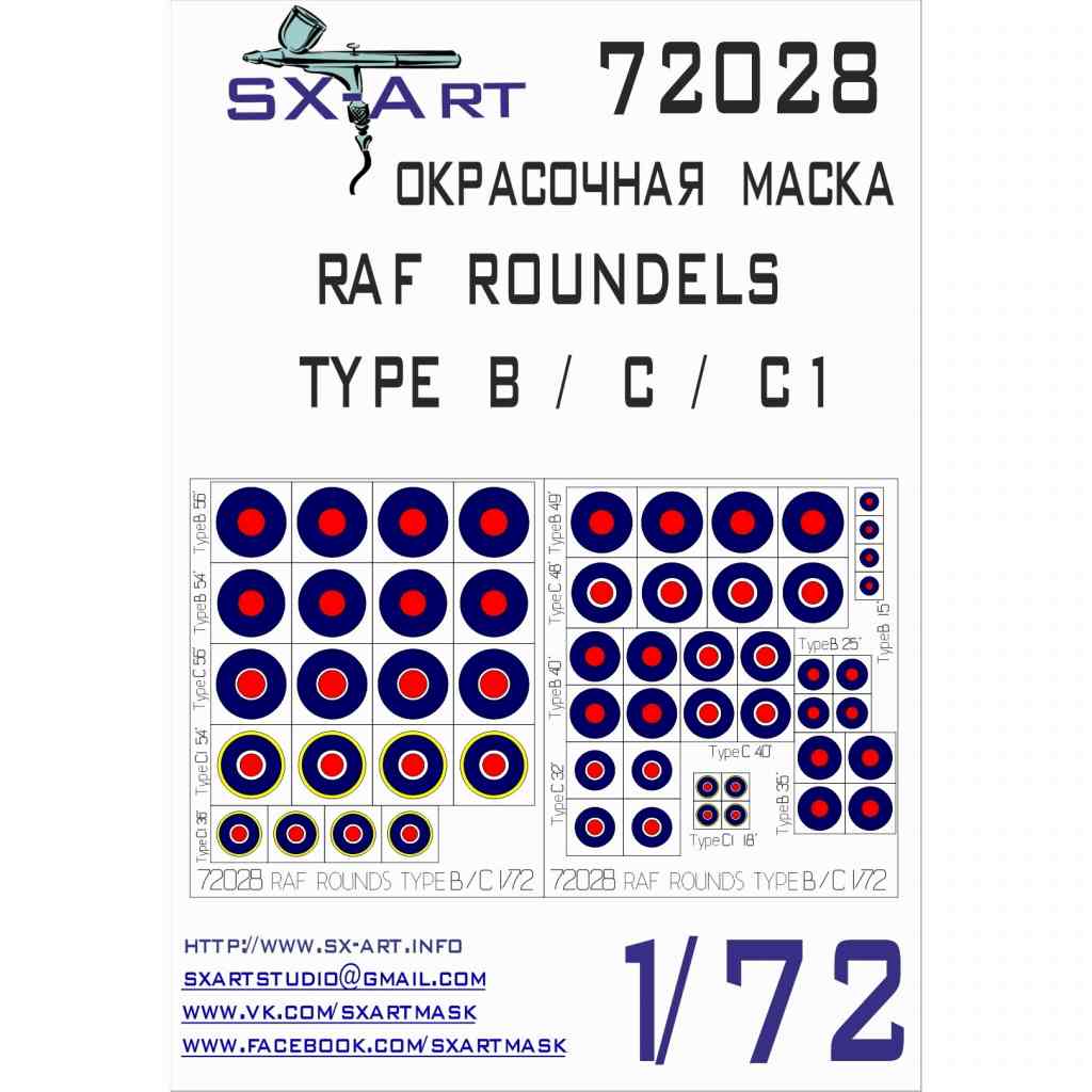 【新製品】SX-Art SXA72028 イギリス空軍国籍マーク ラウンデル タイプB/C/C1 マスキングシール