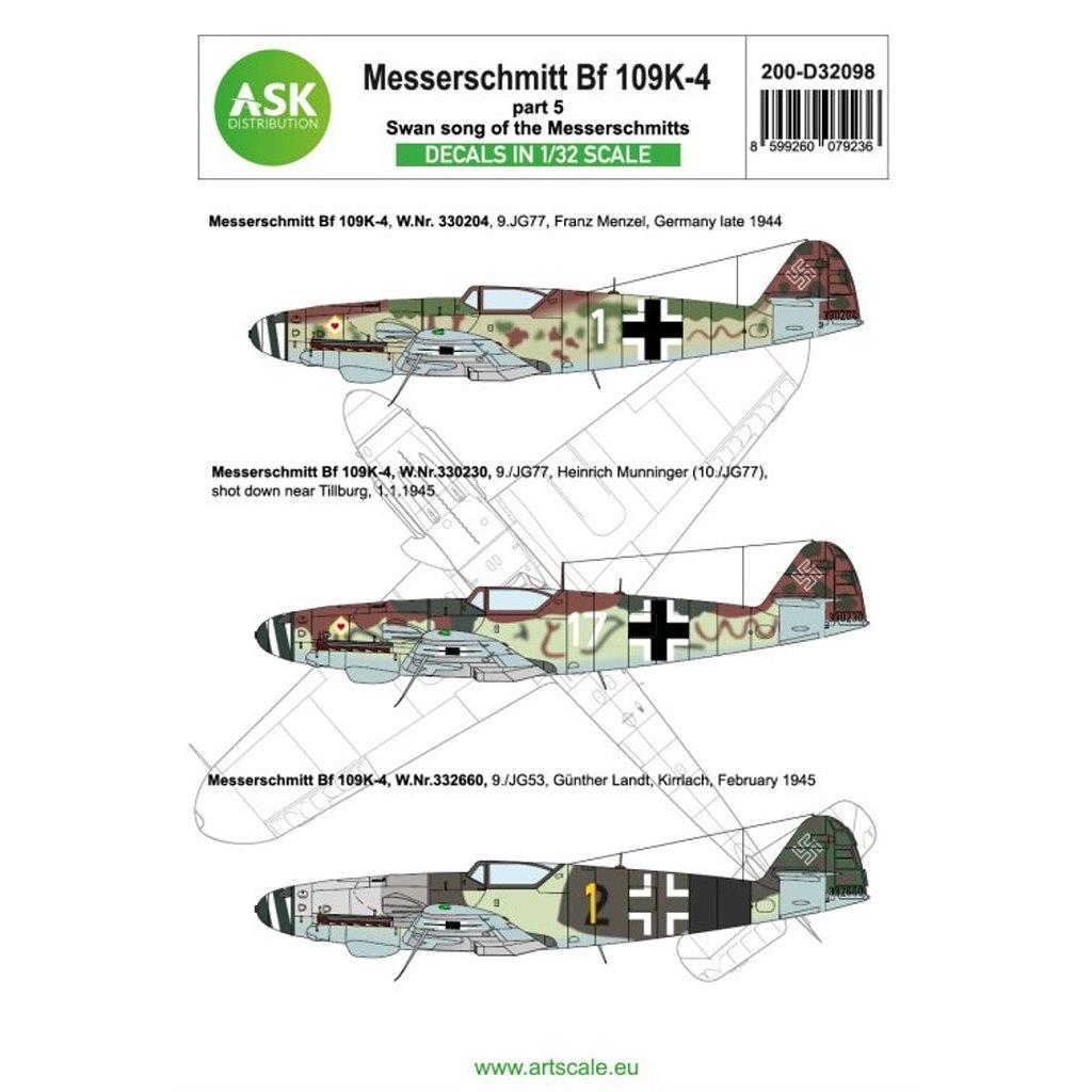 【新製品】アートスケールキット D32098)WWII ドイツ メッサーシュミット Bf109K-4