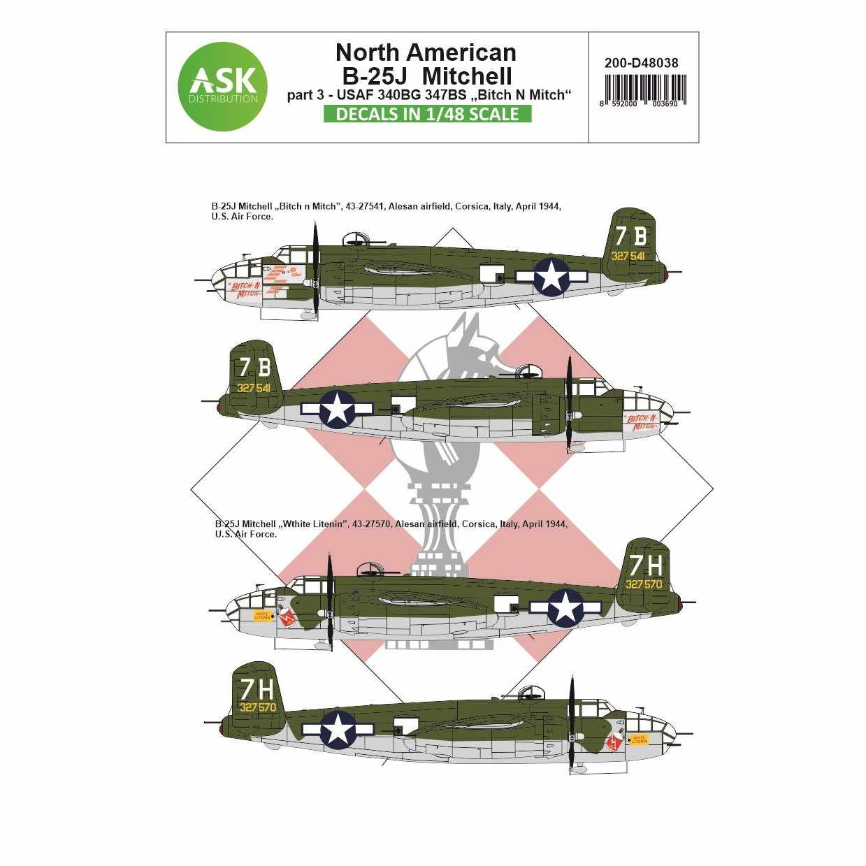 【新製品】アートスケールキット D48038 ノースアメリカン B-25J ミッチェル Part3