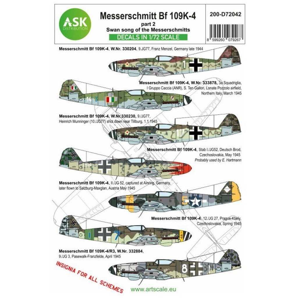 【新製品】アートスケールキット 200-D72042 メッサーシュミット Bf109K-4 Pt.2