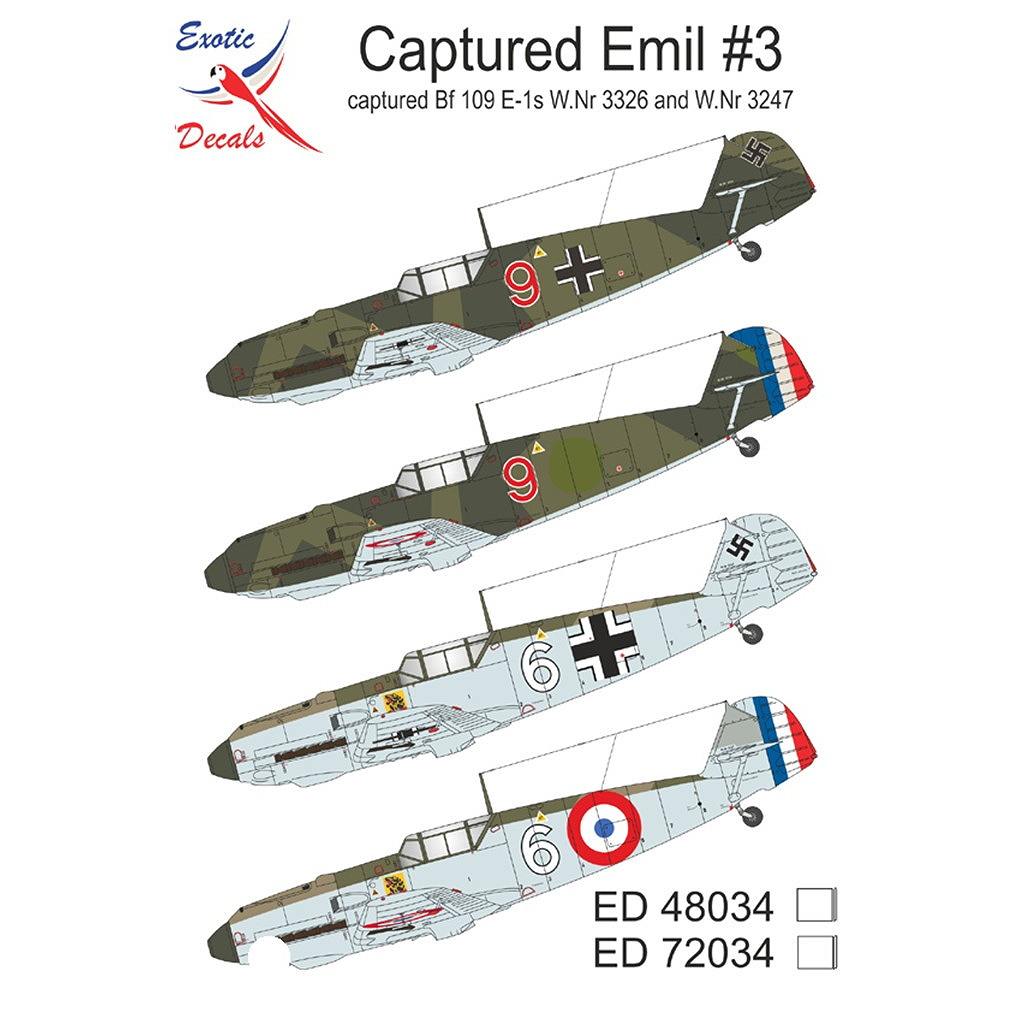 【新製品】Exotic Decals ED72034)メッサーシュミット Bf109E 鹵獲機体 #3