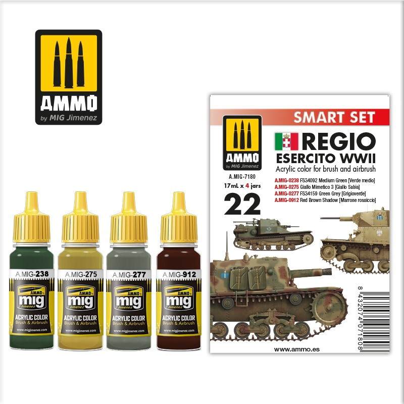 【新製品】A.MIG-7180 WWII イタリアAFVカラーセット 17ml x4