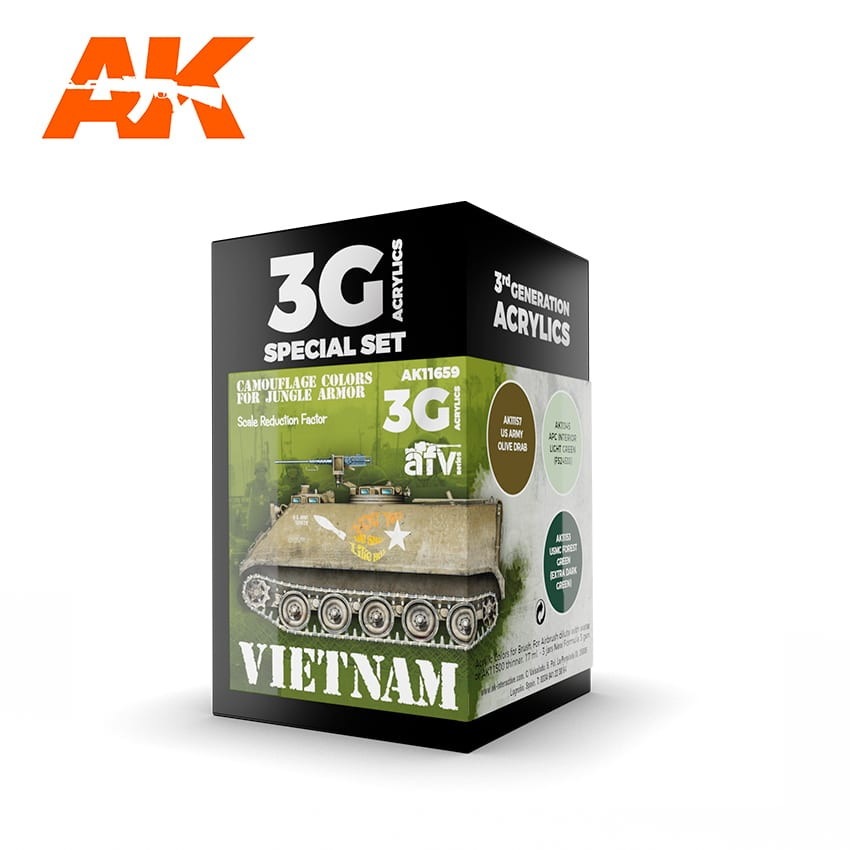 【新製品】AK11659 ベトナム戦争カラー3色セット (17mlx3本) 【AKアクリル3G (サードジェネレーション)】