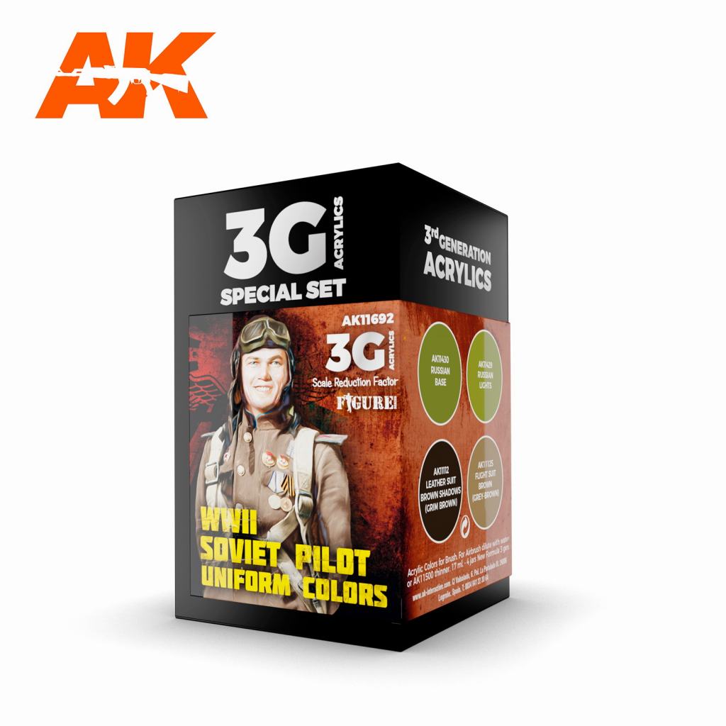 【新製品】AK11692 WWII ソビエト空軍パイロットユニフォームカラー4色セット【AKアクリル3G (サードジェネレーション)】