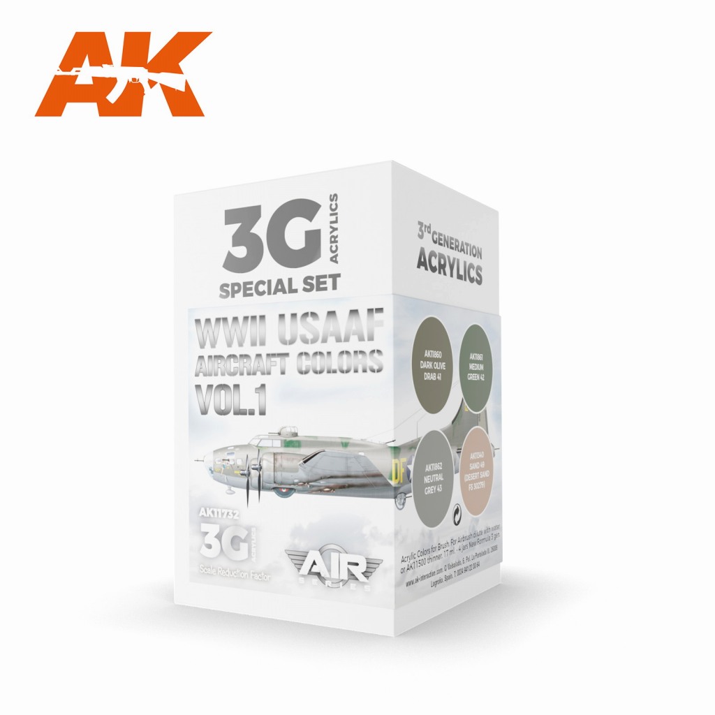 【新製品】AK11732 WWII アメリカ陸軍航空隊カラー4色セット1【AKアクリル3G (サードジェネレーション)】