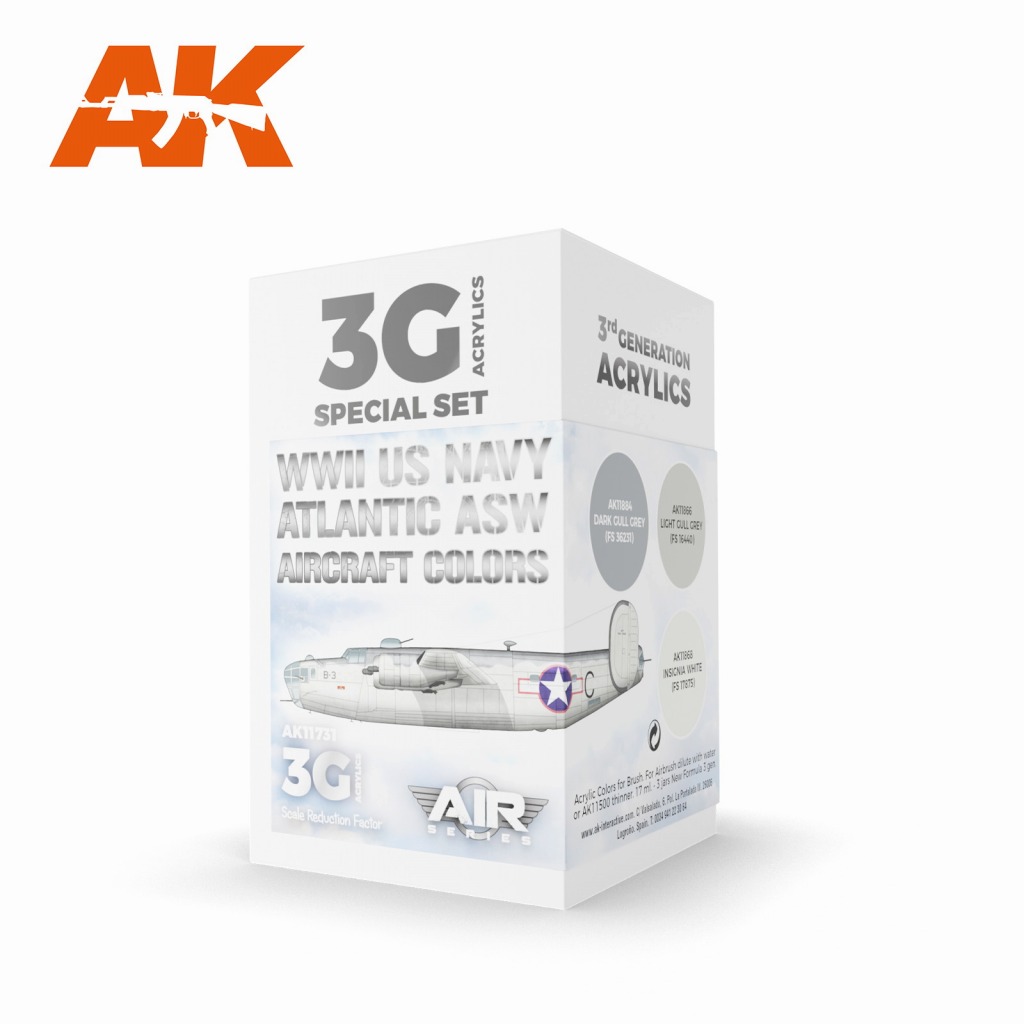 【新製品】AK11731 WWII アメリカ海軍・ASW航空機カラー3色セット【AKアクリル3G (サードジェネレーション)】