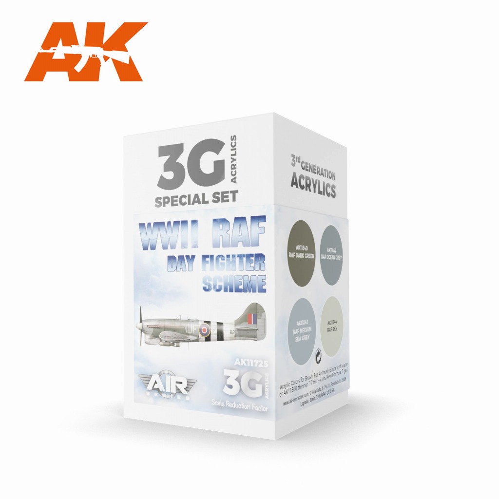 【新製品】AK11725 WWII イギリス空軍昼間戦闘機カラー4色セット【AKアクリル3G (サードジェネレーション)】